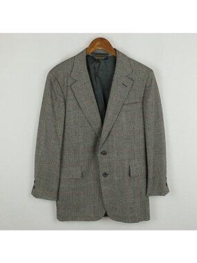Brooks Brothers BrooksGate Men's 39R Gray Prince of Wales Plaid Wool Jacket